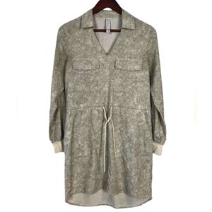 Athleta Heathered Light Gray Drawstring Midi Dress